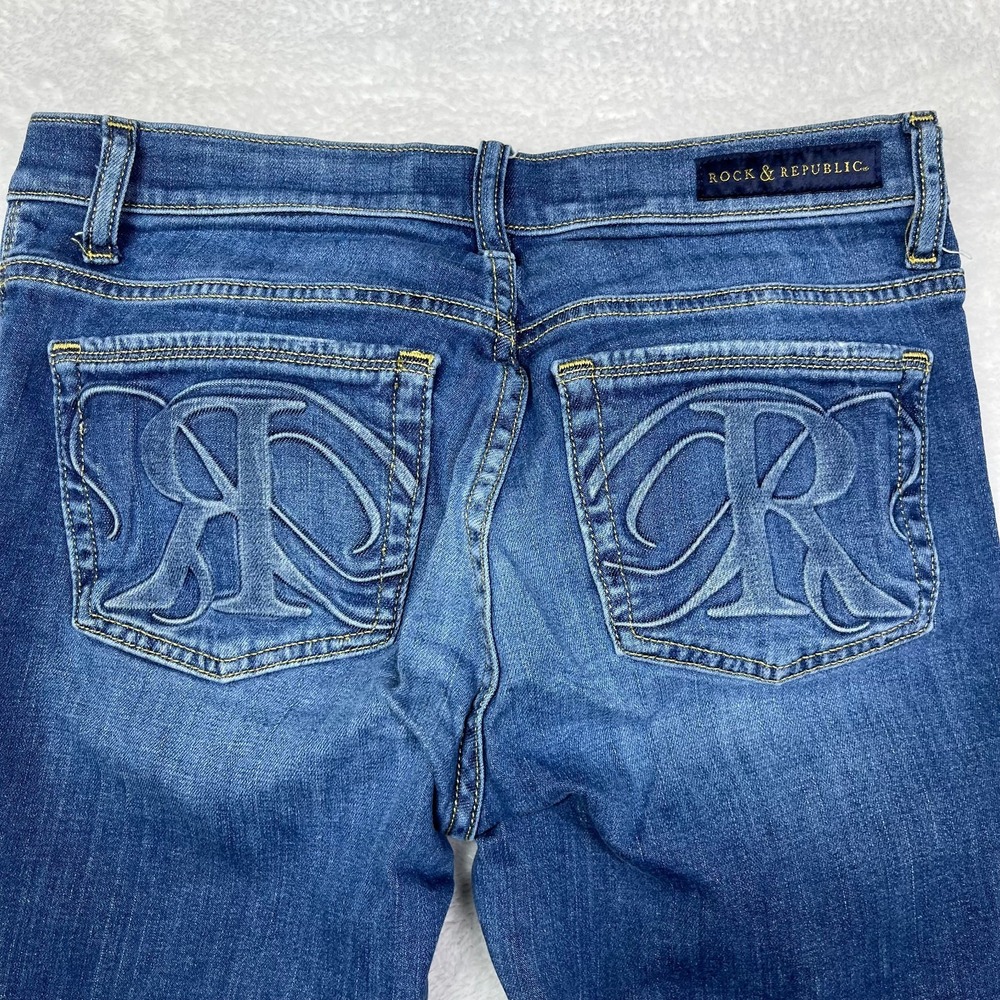 Rock & Republic Roskilde Cropped Jeans Women's 8 Blue Denim Classic - 28X18 - Picture 11 of 14